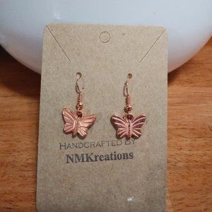 COPPER COLOR BUTTERFLY EARRINGS- NEW